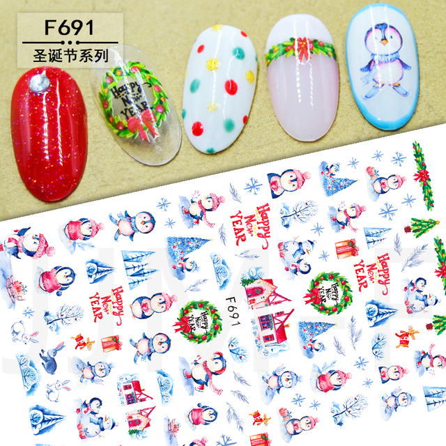 Christmas and Halloween Nail Art Sticker Bow Elk Snowflake Star Nail Slider Skull Lips Snake Nail Art Decal