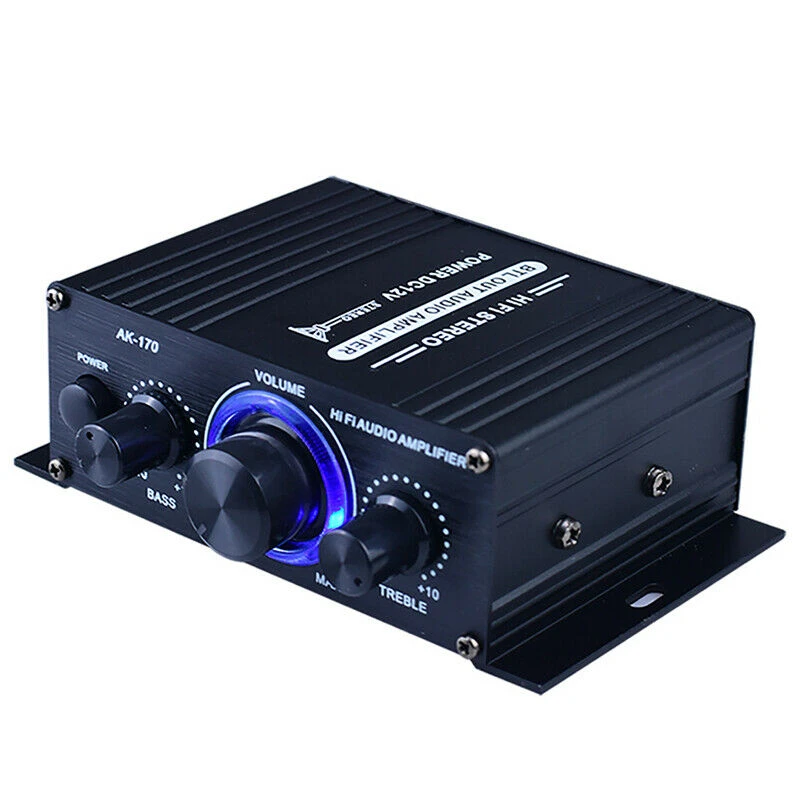 Newest Mini 400W DC12V Amplifier Dual Channel HIFI Music AUX Power Amplifier For AK 170 With Blue LED Light Car Home Club Party differential amplifier