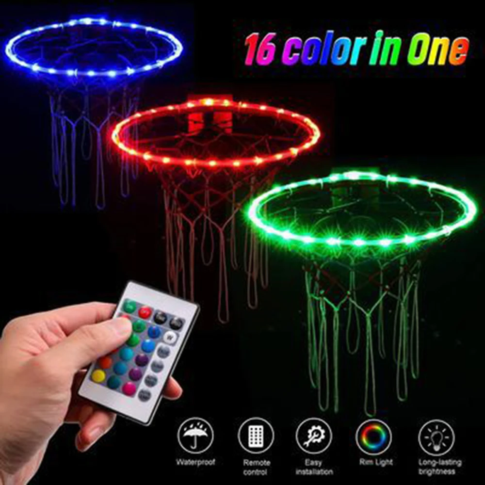 Explosive LED Luminous Basketball Frame Light String Outdoor Rainproof Luminous Basketball Color Changing Basketball Ring Lamp 18 дюймов single color temperature ring light 55w 240 штук led 85v 220v full voltage anchor live light 5500k dimmable ring video lamp с пластиковым фильтром для фотокамеры для фотоаппаратов