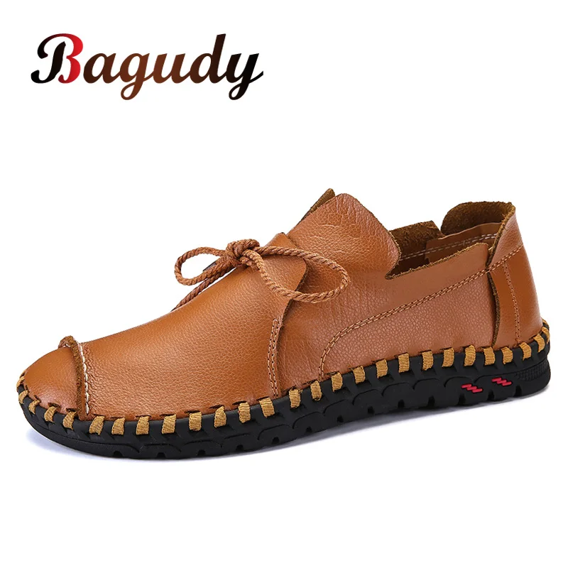 

High Quality Men's Leather Casual Shoes Waterproof Work Shoes Fashion Men's Cow Leather Loafer Outdoor Moccasins Plus Size 38-50