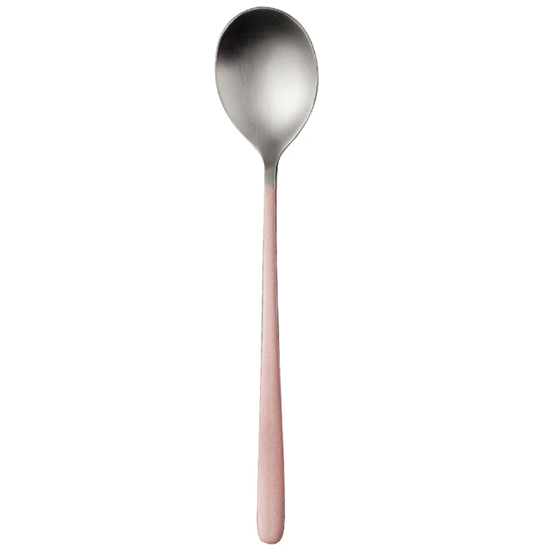 Dinnerware Set Travel Cutlery Set Camping Tableware Reusable Utensils Set with Spoon Fork Chopsticks Straw Portable Case BB50CJ - Цвет: pink spoon sliver