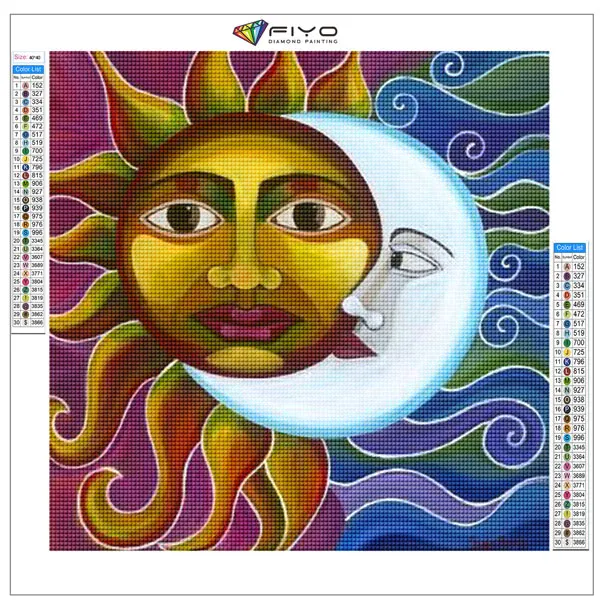 5D DIY Diamond Painting Sun and Moon Cross Stitch Kits Diamond Embroidery  Mosaic Cartoon Pictures Wall Sticker Art Home Decor