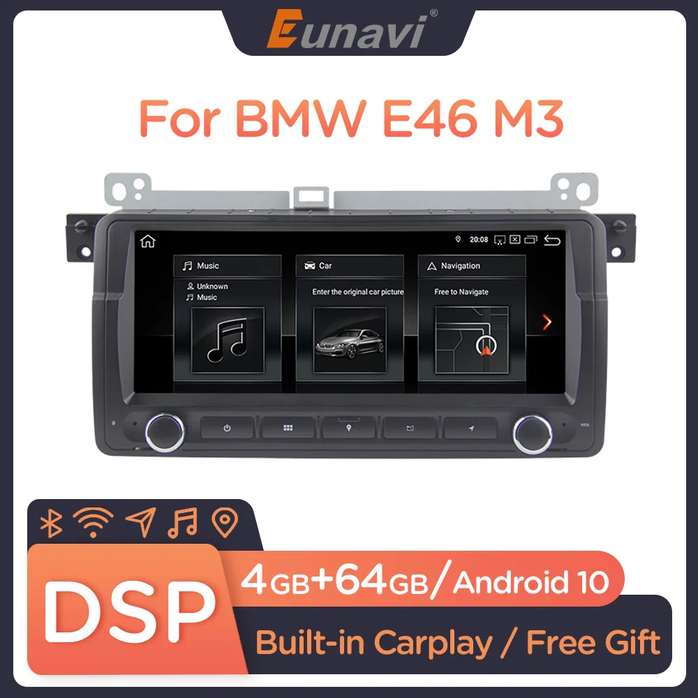 Eunavi 1 din Android 10.0 Car DVD player for BMW E46 M3 Rover 3 Series 8.8 inch radio stereo gps navigation head unit wifi dsp u