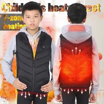 

Children'S USB heated jacket Winter Men and Women Cotton heated Vest Thermostatic Heating Waistcoat 5V 2A USB Charging Clothing
