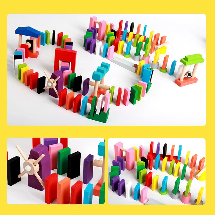 

Domino 120 Pcs/set Wooden Domino Set Domino Institution Accessories Jigsaw Dominoes Toys For Children Educational Toys Sale