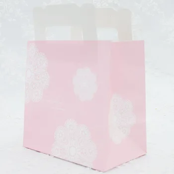 

Pink lace print small Paper handle Bags,macaron handle bag,Gift packaging bags 30pcs/lot 15x15x9cm