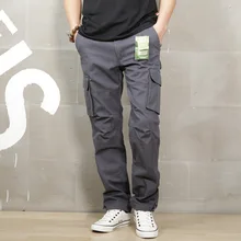 New Men Cargo Pants army green big pockets decoration mens Casual trousers easy wash male autumn army pants plus size