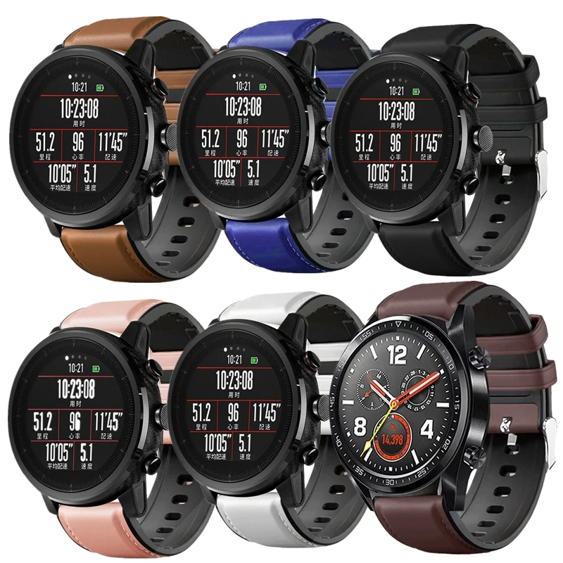 YUEDAER топ из искусственной кожи ремешок для Xiaomi Amazfit GTR 47 47 мм Stratos 2 3 Pace ремешок для huawei Watch GT 2 GT2 ремешок для часов