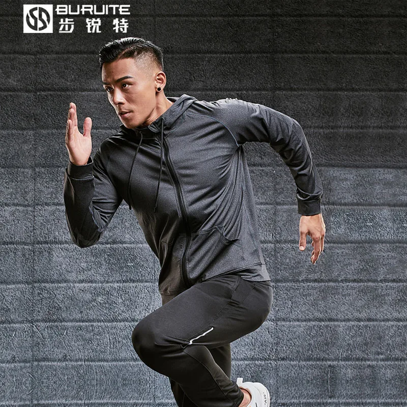

Fitness suit men's long sleeve autumn sports top running suit basketball training quick drying loose Hoodie