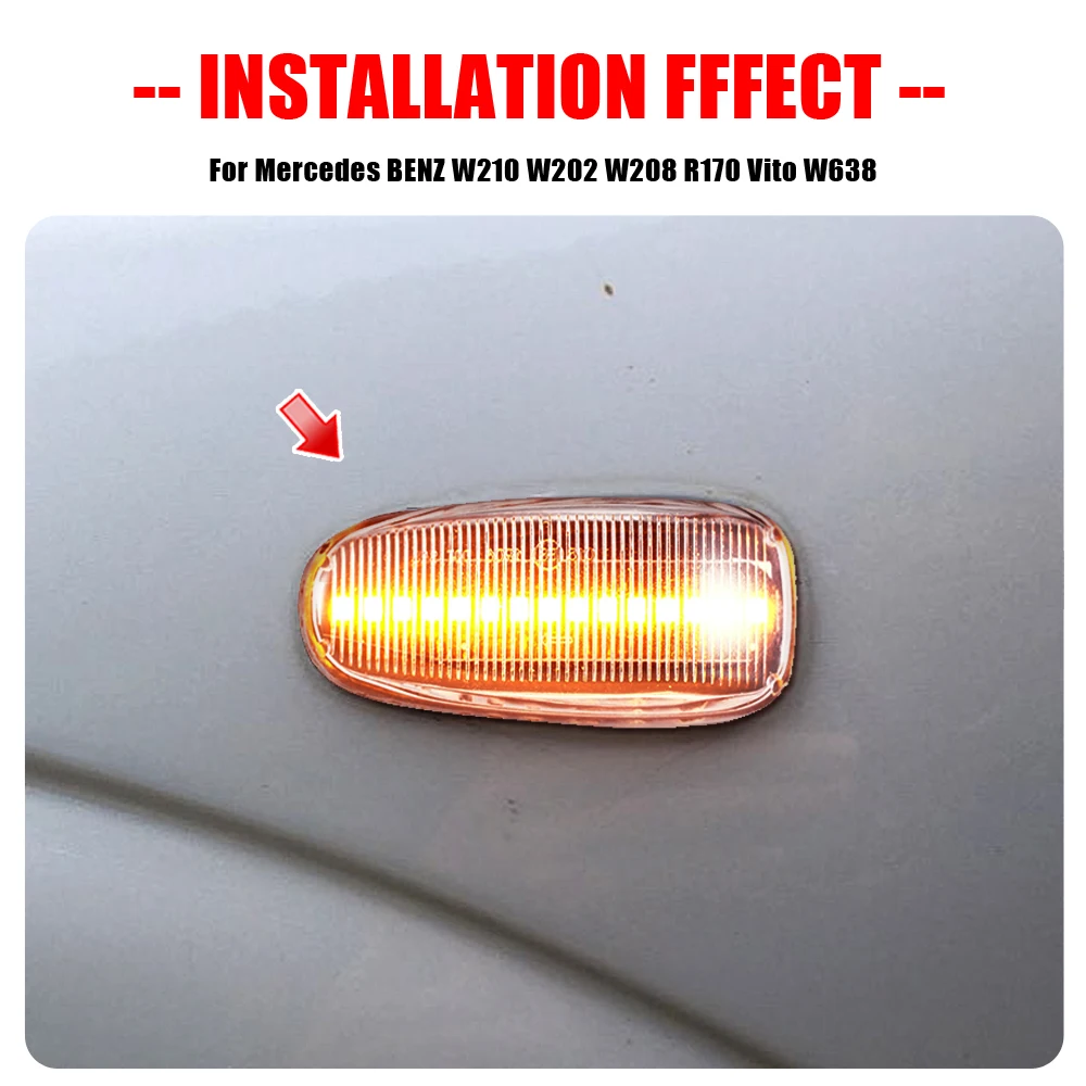 Lot De 2 Clignotants Latéraux Dynamiques LED Mercedes W210 W202 R170 W638 - Blanc Jaune Cristallin