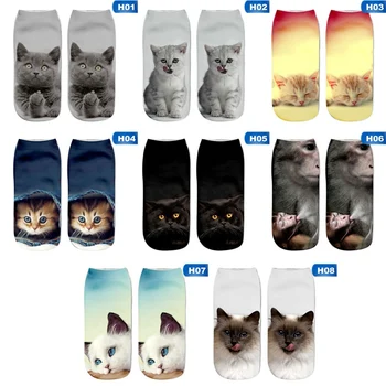 

New 3D Printing Women Socks Brand Sock Fashion Unisex Socks Cat Meias Feminina Funny Low Ankle HOT Kitten Socks Dropship