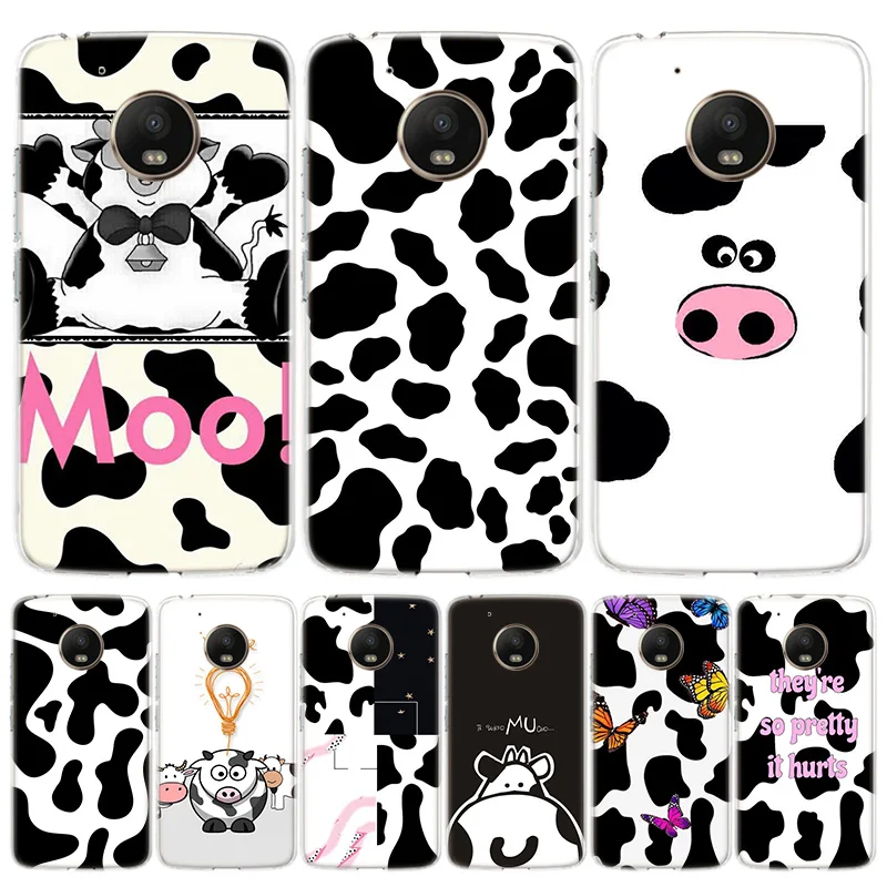 Cow Pattern Black White Phone Case for Motorola Moto G8 G7 G6 G5 G4 E6 E5 E4 Power Plus Play One Action Macro Vision Cover Coque | Мобильные
