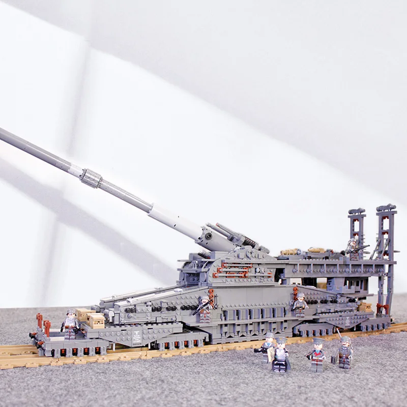 3846pcs Military Heavy Gustav/Dora 80cm Cannon E Railway GUN army Building Blocks Tank Soldier Bricks Toys