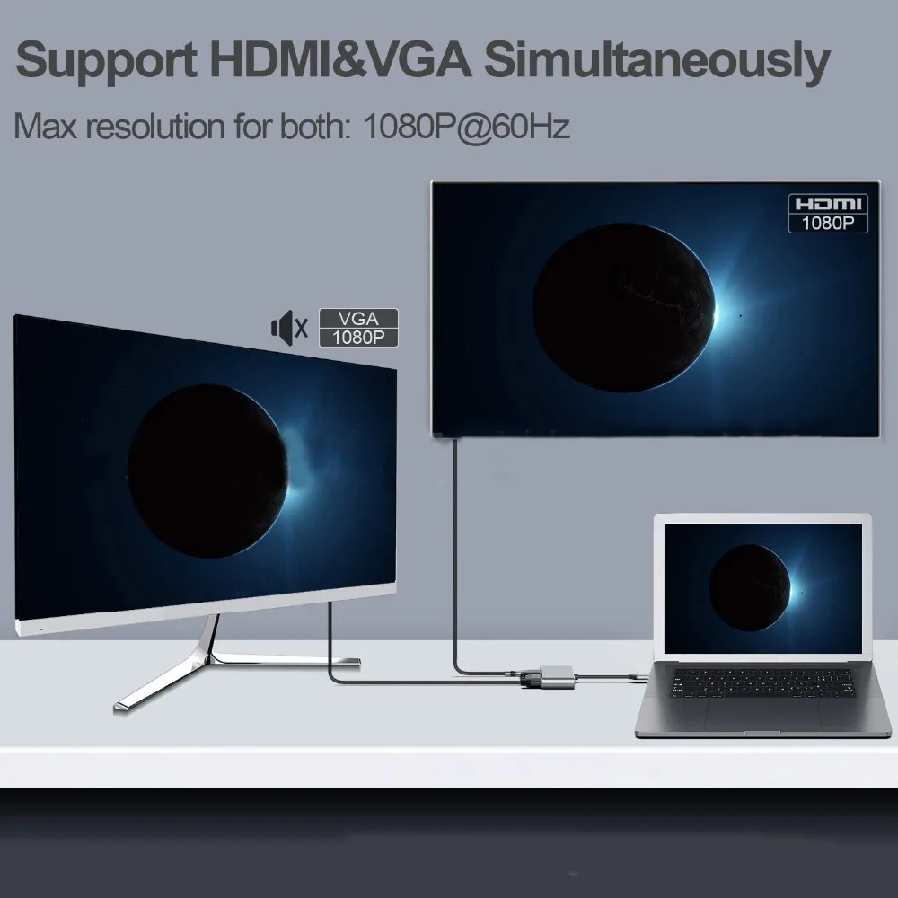 USB3.1 USB-C к HDMI тип-c к 4K адаптер HDMI VGA 4K мужчин и женщин для MacBook Pro Xiaomi huawei USB-C конвертер HDMI VGA