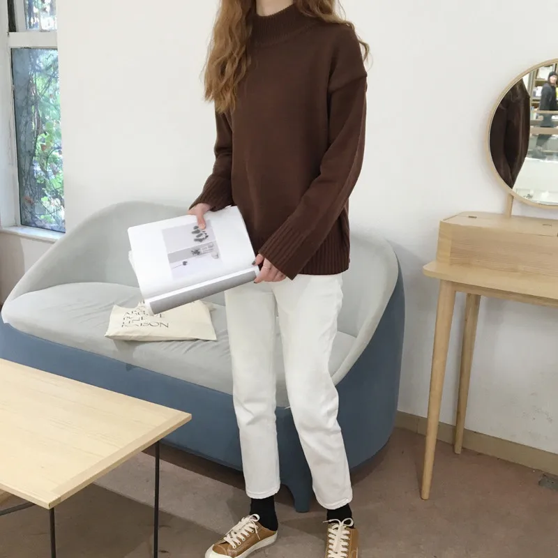 solid vintage turtleneck pullovers long sleeve casual loose warm jumper women sweater and pullover knitting clothes P329 solid vintage turtleneck pullovers long sleeve casual loose warm jumper women sweater and pullover knitting clothes P329