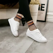 Женские белые спортивные сетчатые носки, сетчатые короткие носки, милые полосатые носки для девочек