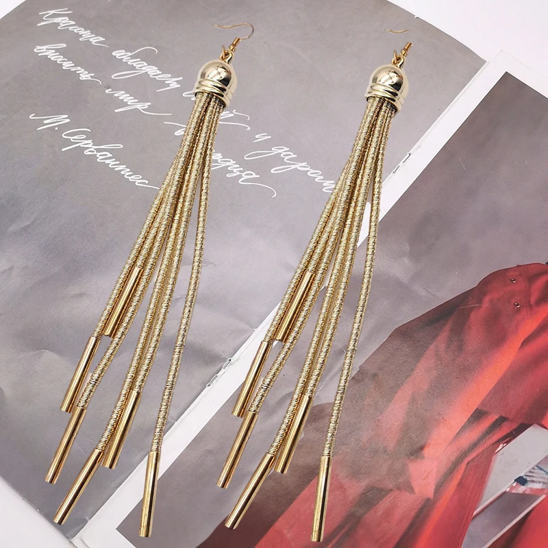 UKEBAY New Long Statement Earrings For Women Drop Earrings Luxury Gold Color Handmade Jewelry Boho Ear Accessories Female Gift