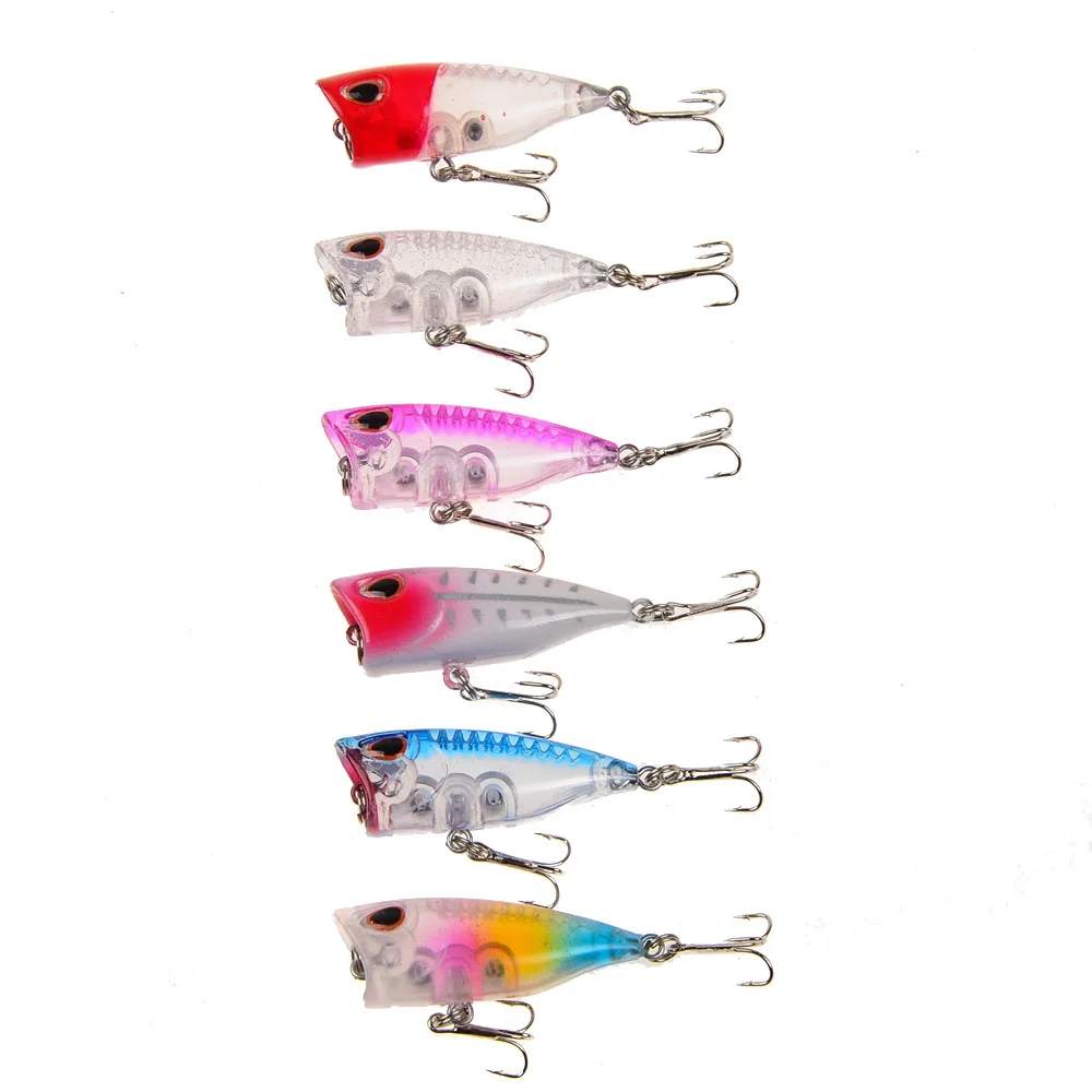 

6 шт. приманка для ловли рыбы, Topwater Поппер, жесткие приманки Искусственные сделать 4 см/3g Мини воблеры приманка, рыболовные снасти