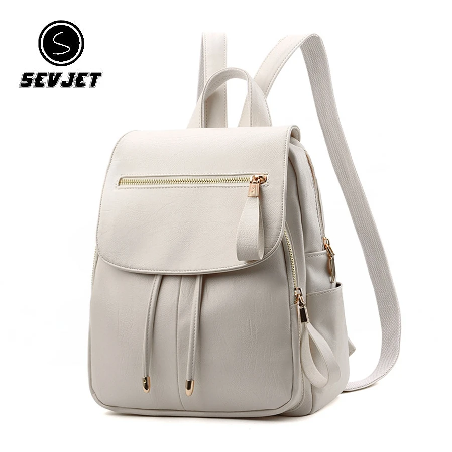 

Women's Backpack Casual PU Leather Knapsack Travel Mochila Masculina Feminina Backpack Ladies Solid Shoulder School Bags CJ1005