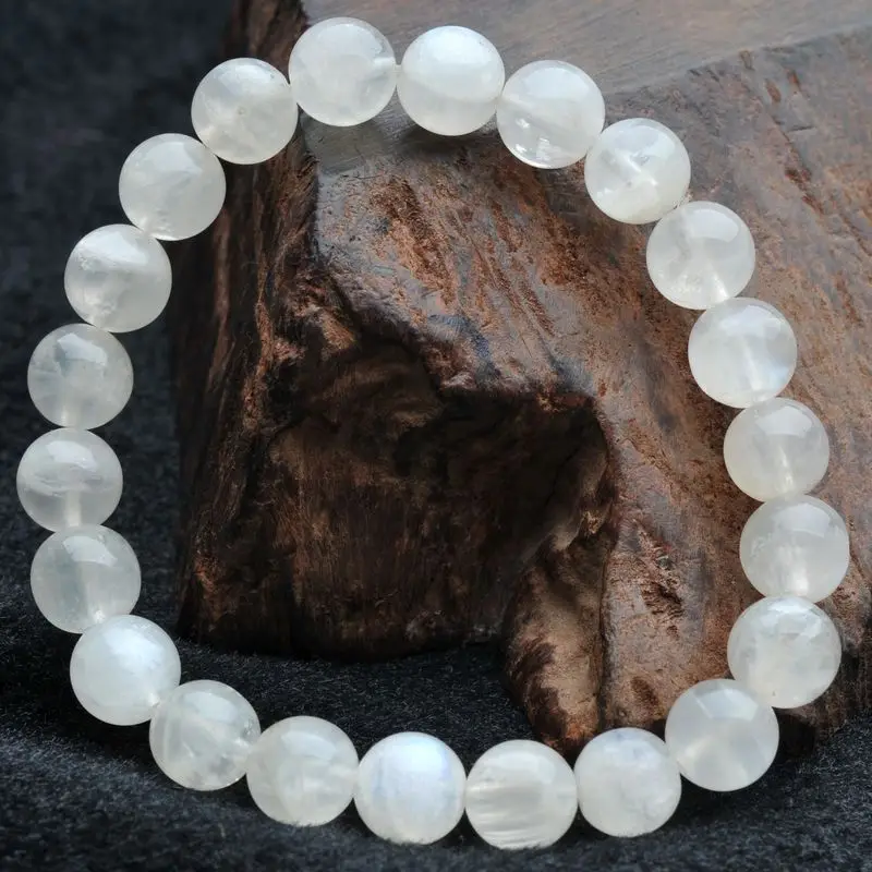 

Boutique Cream Body 8 Mm-7 Mm Moonstone Bracelets Collections Blueray round Beads Crystal Bracelet