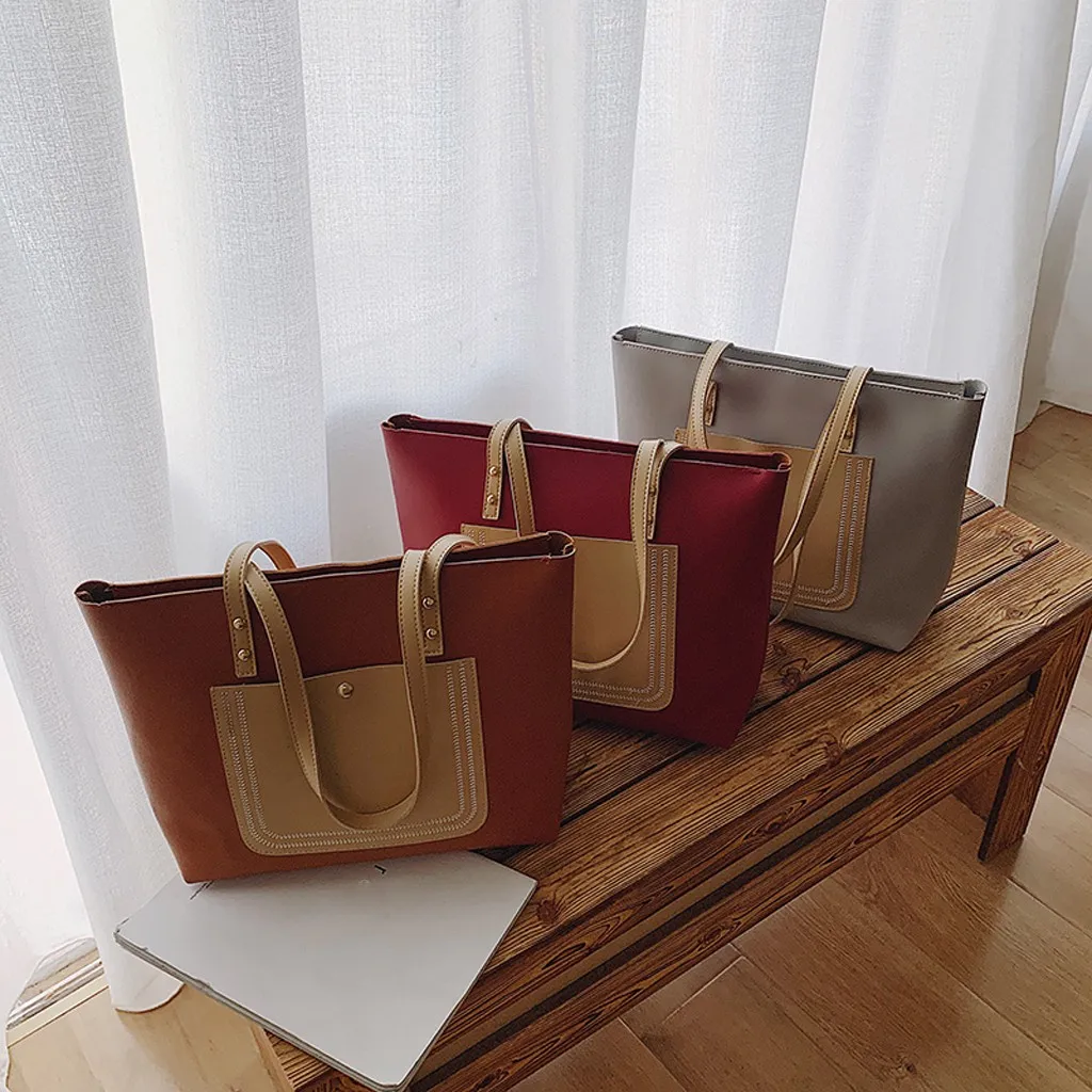 Сумки женские кожаные сумки 2019 Модные уличные одноцветные большие вместительные