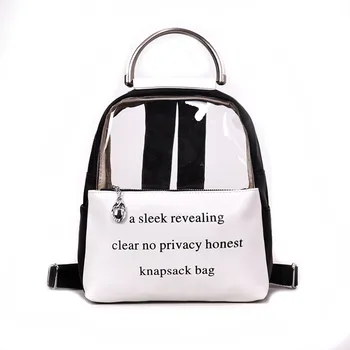 

New Fashion Girls Versatile backpack women luxury designer Letter Student bagpack PU transparent backpack mochila transparente