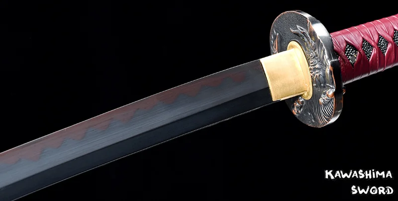 Black Blade Series-Real Steel Handmade Samurai Sword Full Tang Sharpness Ready For Cutting-Japanese Katana-Free Shipping-Red