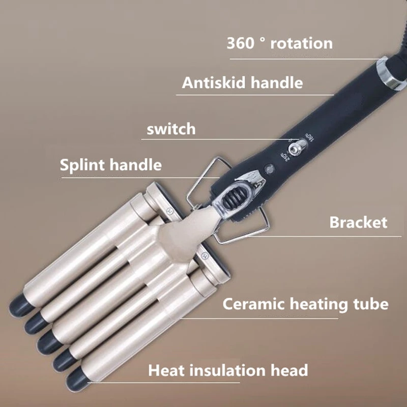 Modelador de Cabelo Rolos de Cabelo Cerâmica para o Cabelo Ondulação do Cabelo Curling Ferro Cinco Barris Ondulação Crimper Rápido Aquecido 9 Curling Irons