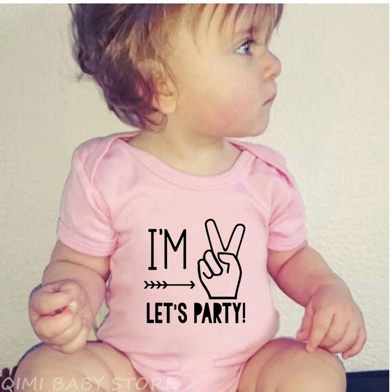 

Детский комбинезон на день рождения I Am Two Let's вечерние, Модный хлопковый комбинезон для новорожденных девочек и мальчиков, Забавный комбинезон, детский комбинезон, одежда