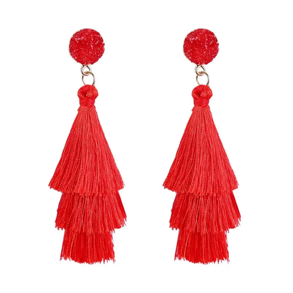 

YD&YDBZ Long Style Tassel Pendant Earrings Bohemia Fashion Ethnic Women's Ear Jewelry Studs Earrings Lady Engagement Party Gift