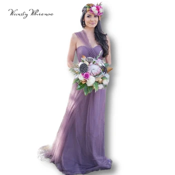 

Customize Size And Color Evening Dresses 1 Dress/4 Styles Purple A-line Chiffon Long Party Gowns 2020 Sleeveless Occasion Dress
