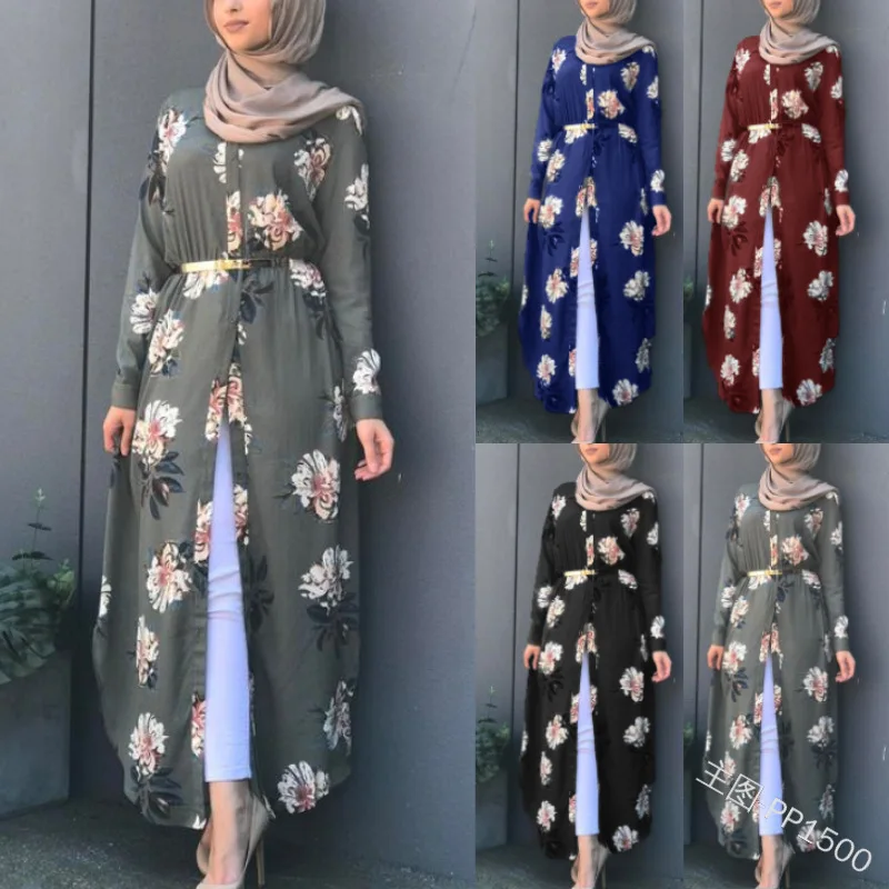 2020 Muslim Print Abaya Kimono Floral Hijab Dress Arabic Dubai African Women Pakistan Caftan Marocain Kaftan Qatar Islamic Clothing From Baimu 23 3 Dhgate Com