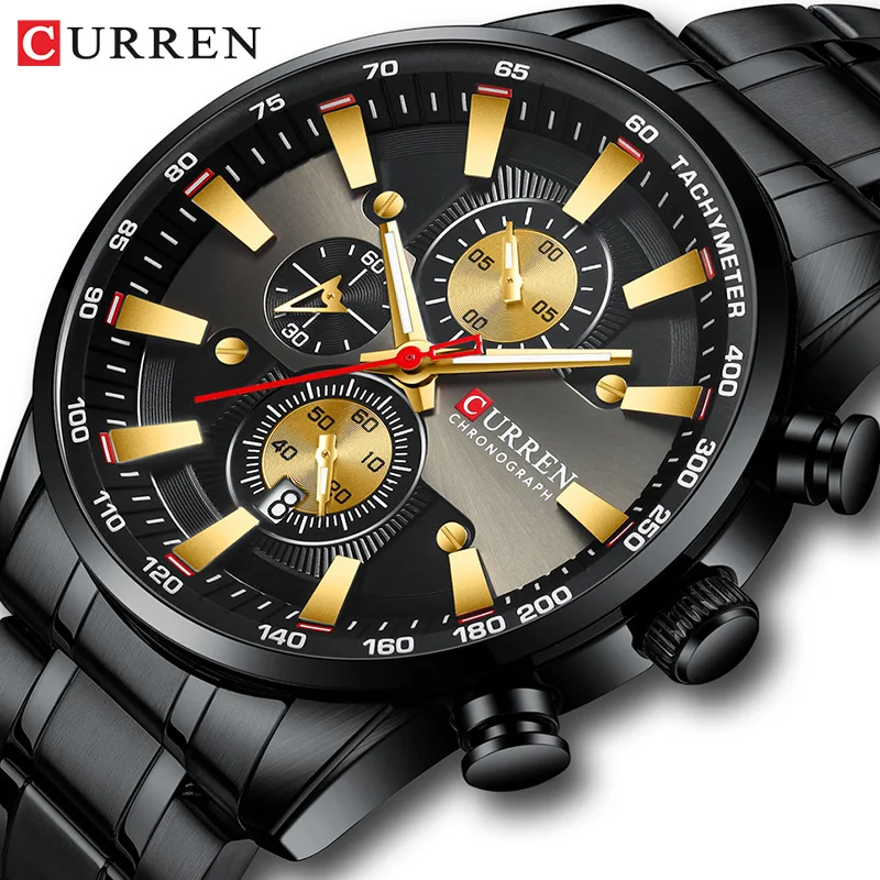 

CURREN Watch Men Quartz High-end Men's Steel Belt Watch Business Portable Simple Color Watch Waterproof Three Dial Men's Watch