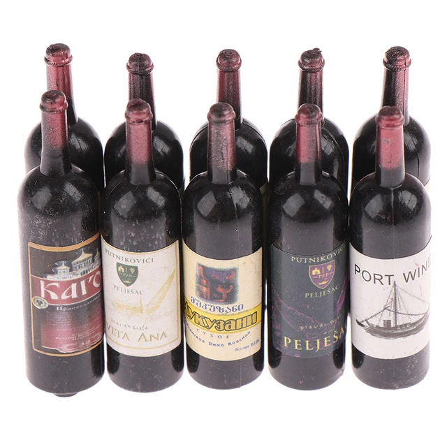 10Pcs 1/12 Dollhouse Miniature Accessories Mini Wine Bottle Set With Box Simulation Drinks Model Toys For Doll House Decoration 1
