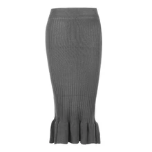 Осенне-зимние женские вязаные юбки с высокой талией, облегающая длинная юбка в виде листьев лотоса Faldas Jupe Femme Saia, женское платье, юбка русалки