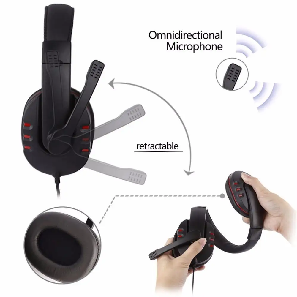 3 5mm Wired Headphones Gaming Gamer Headset Game Earphones with Microphone Volume Control for Tablet PC Xbox One