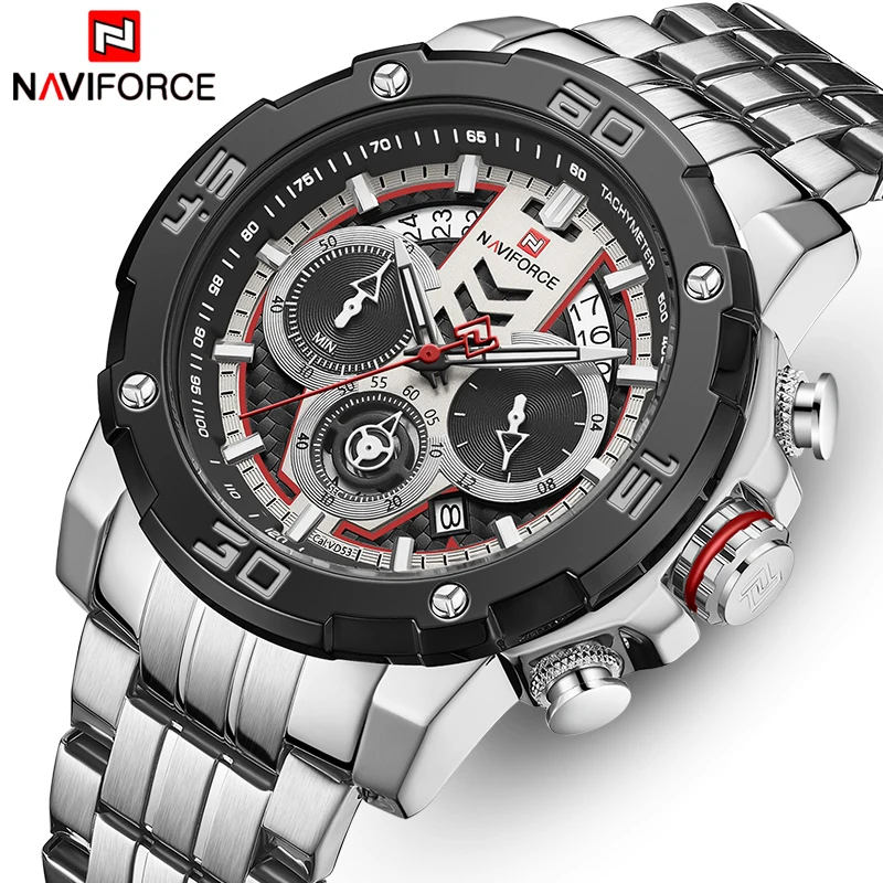 NAVIFORCE Men Watches Top Brand Luxury Luminous Quartz Mens Watch Stainless Steel Sport Chronograph Clock Relogio Masculino