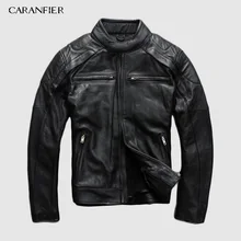 CARANFIER Натуральная мужская кожаная куртка съемная подкладка мотоциклетная Многофункциональная куртка мужская съемная подкладка кожаные куртки из коровьей кожи