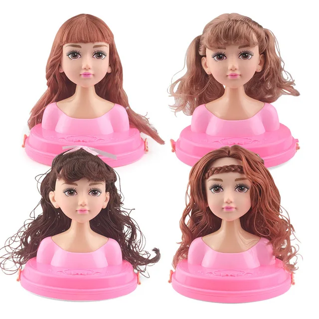 Fashion Stylist Kids Makeup Beauty Toys For Children Half Body Hairstyle Doll Long Hair Head Pretend Play Toys Girls Xmas Gift 6