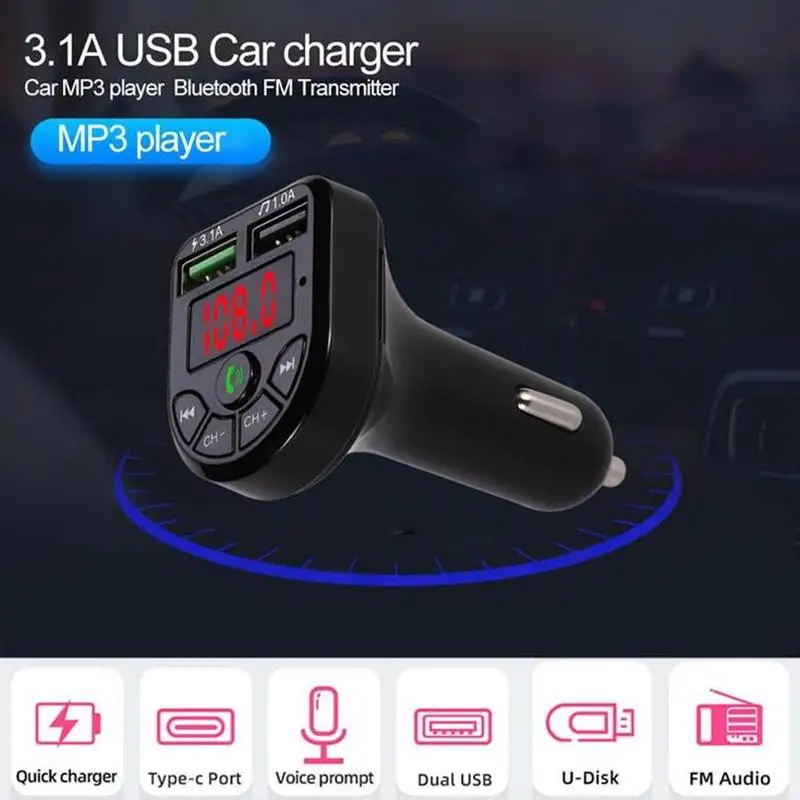 FM трансмиттер автомобильный с поддержкой Bluetooth 5 0 2 USB порта|FM-трансмиттеры| |