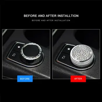 

Inner Multimedia Button Cover Center Console Auto Interior Metal+Rhinestone