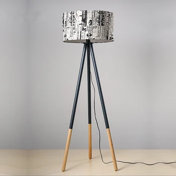 

Creative Warm Personality Round Wood Vertical Tripod Floor Lamp with Light Source US Plug