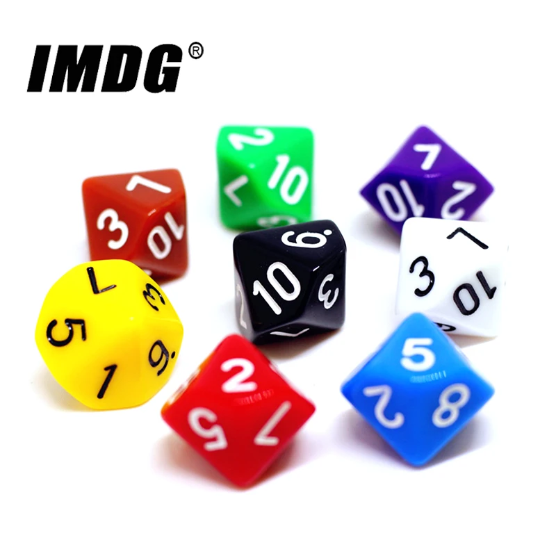 10pcs/pack D10 Dice (1 10) Acrylic DND Game Dice High Quality Boutique