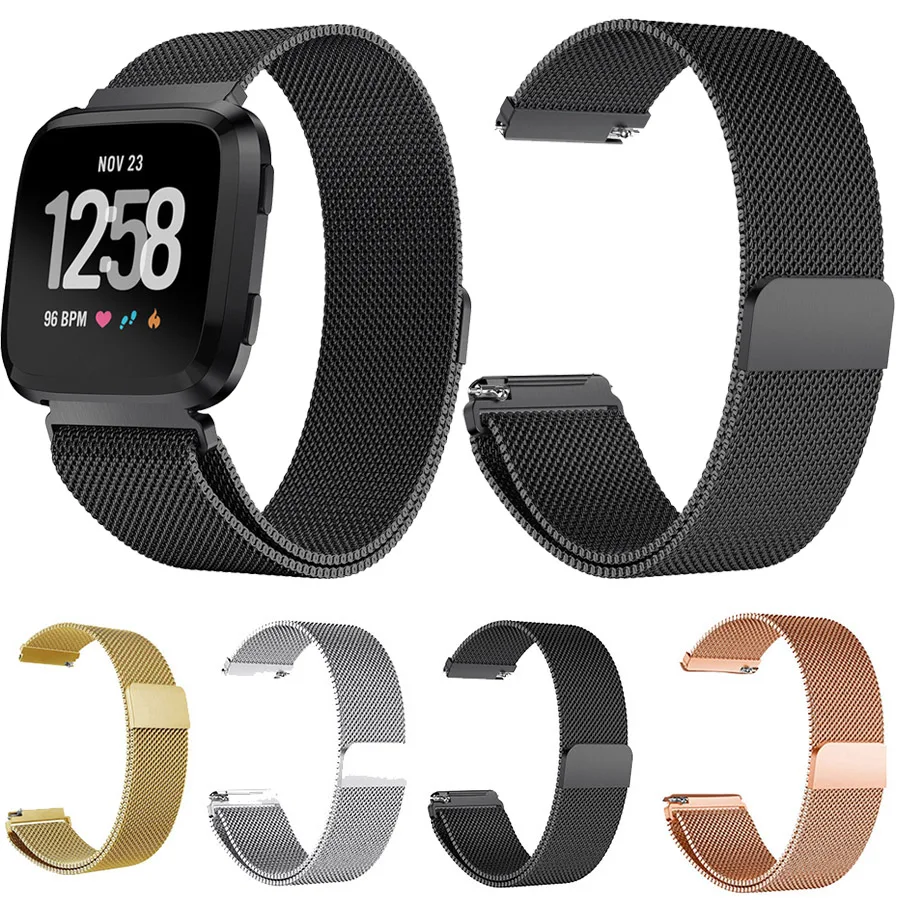 Ремешок из нержавеющей стали для Fitbit Versa ремешок на запястье Миланский Магнитный