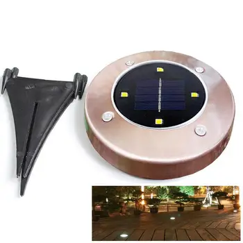 

HiMISS Waterproof Brass Colour 4 LED Solar-powered Buried Light Under Ground Lamp Outdoor Path Way Garden Decoration