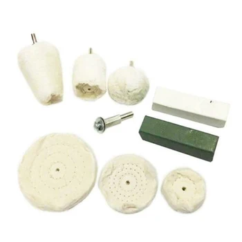 

HOT-9Pcs Polishing Kit e Goblet Cylinder Mop Buffing Wheel Compound T-Shaped Wheel Grinding Head Band 1/4 Handle Suitable For