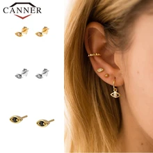 925 пробы, серебряные серьги-гвоздики для женщин, золото, серебро, цвет, крошечные глаза, кристалл, циркон, серьги, минималистичное ювелирное изделие