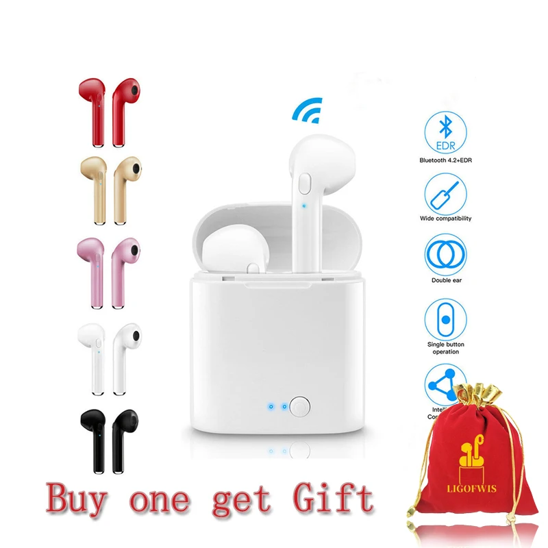 

I7s TWS Wireless Bluetooth Earphone with Charging Box Stereo Earbud Headset Earbuds Twins Earphones Mic for Xiaomi