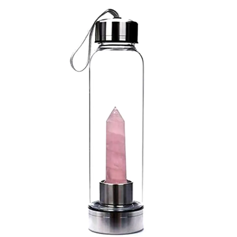 

Portable Size Funny Natural Crystal Point Healing Obelisk Wand Elixir Quartz Crystal Water Bottle Tools Best Gifts
