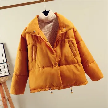 

Winter Fashion Short Warm Women Coat Jackets Short Jacket top yellow Color New Ladies Parka spring ladies Coat